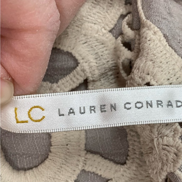 LC Lauren Conrad Maxi Dress Strapless Gauze Embroidery Women’s Size S Taupe Gray - Picture 8 of 16